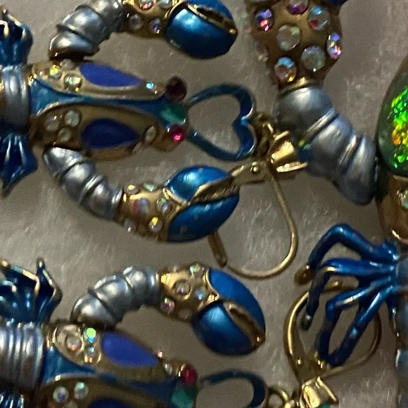 BETSEY JOHNSON COLORFUL RETICULATED LOBSTER PENDANT 30” NECKLACE + BONUS - Picture 8 of 14